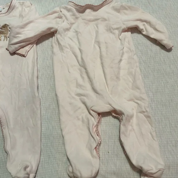 Baby Girl Clothes Twins Pink Deer Sleeper Footie Size‎ 6-9 Months - Picture 4 of 4